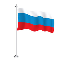 Russia Flag. Isolated Wave Flag of Russia Country.