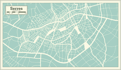 Fototapeta premium Serres Greece City Map in Retro Style. Outline Map.