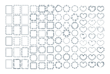 square, round, heart vector botanical wreaths and frames set
