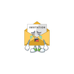 A crying invitation message cartoon character drawing concept