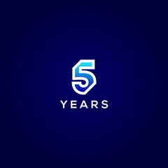 5 Years Anniversary Gradient Number Vector Design