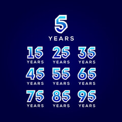 Set Years Anniversary Gradient Number Vector Design