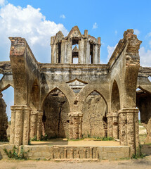 Fototapeta na wymiar Ruins of old French Rosary church, Settihalli, Karnataka