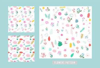 Seamless pattern flowers and leaves design background or wallpaper, cover, banner, template.