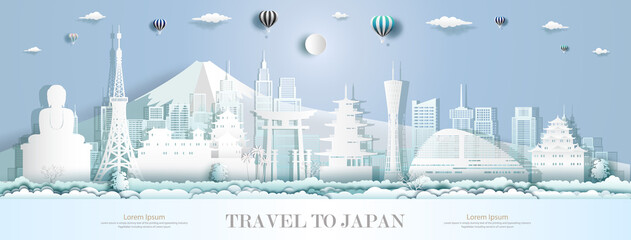 Tourism to japan with modern architecture landmarks of asia.