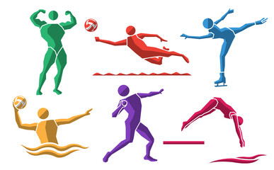 colorful sport flat icon set 08