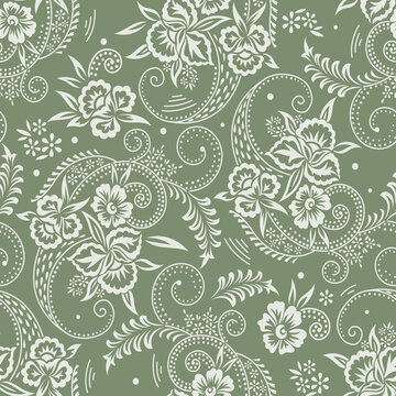 Seamless Asian textile floral pattern design