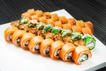 sushi set on the white plate