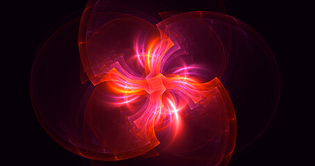 3D rendering abstract red fractal light background