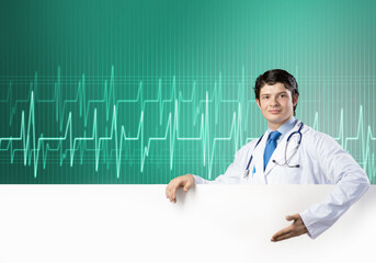 Doctor with banner