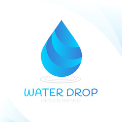 Water drop aqua blue color logo design isolated on white abstract background