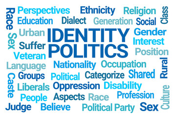 Identity Politics Word Cloud on White Background