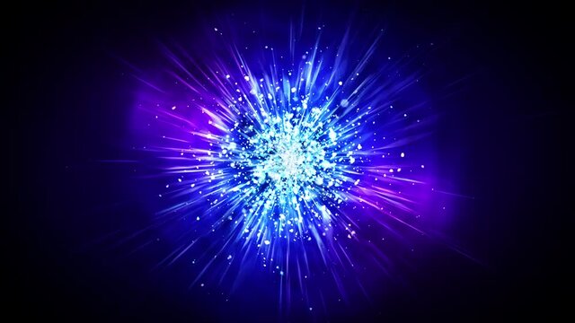 Luxury shine lights with blinking particles. Glitter vintage loop animation. Circular. Hexagonal. Linear. Screen decorations concept. Blue and purple.