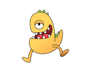 Happy Cartoon yellow monster.