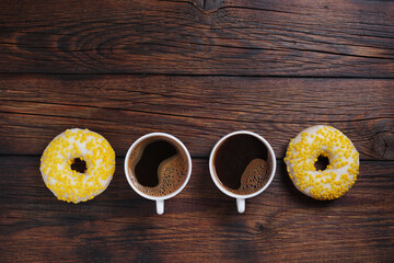 Coffee with donuts for two