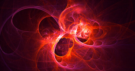 3D rendering abstract red fractal light background