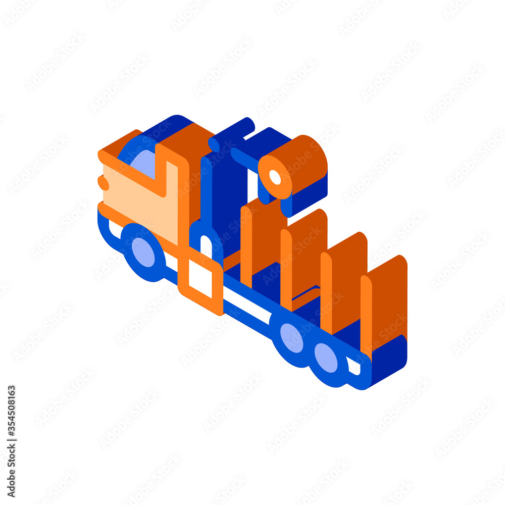 Sticker Cargo Water Trailer Vehicle vector isometric sign. color isolated symbol illustration