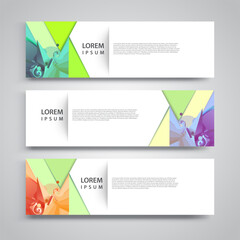 Vector set abstract geometric design banner web template.