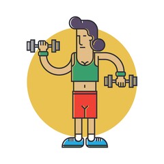 Woman lifting dumbbells