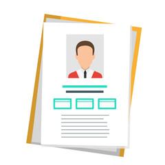 Identity document with person photo and info. Clip-art icon in flat