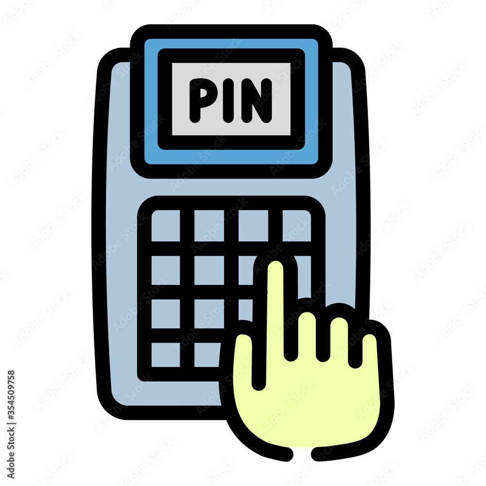 Poster enter pin terminal icon. outline enter pin terminal vector icon for web design isolated on white bac