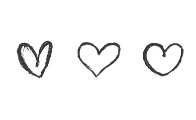Heart doodles set. Collection of hand drawn illustrated hearts.