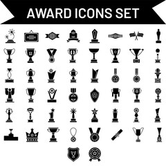 Different Award or Medal glyph icon set.