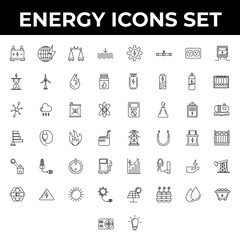 Fototapeta na wymiar Energy icon set in Black and White color.