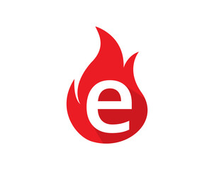 Design concept fire with Initial E Letter Logo Design