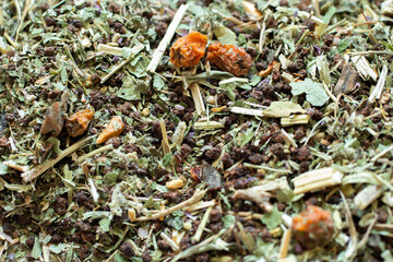 dried herb. the dried berries. green tea