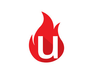 Design concept fire with Initial u Letter Logo Design © Rubel