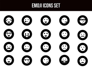 Glyph Emoji Icon Set in Flat Style.