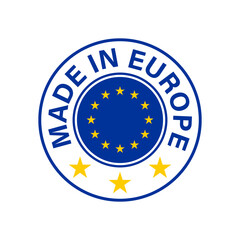 Made in Europe. Round Europe flag vector icon