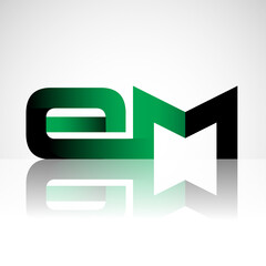 Initial letter EM uppercase modern and simple logo linked green and black colored, isolated in white background. Vector design for company identity.