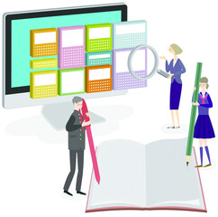 オンライン授業,グラフ,学生,イラスト,パソコン