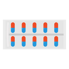 Pills or vitamins in capsule form. Blister with capsules. Vector illustration