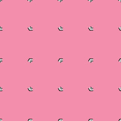 seamless pink background white and black sea shell pattern. repeating vector pattern.