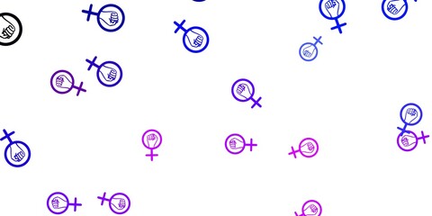 Light Pink, Blue vector template with businesswoman signs.