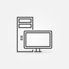 PC or Desktop Computer vector concept minimal icon or sign in outline style