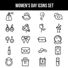 Women's Day Icon Set in Thin line art.