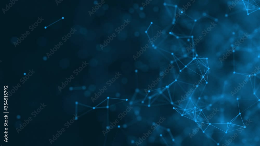 Wall mural abstract futuristic with connection glowing lines and particle on dark blue background science. tech