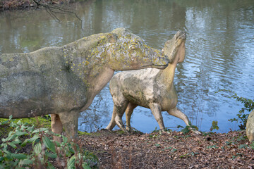 Crystal Palace Dinosaurs in Crystal Palace Park, London, England, United Kingdom