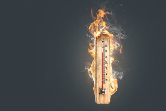 Hot temperature - Thermometer on fire