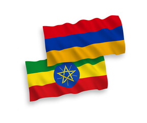 Flags of Armenia and Ethiopia on a white background