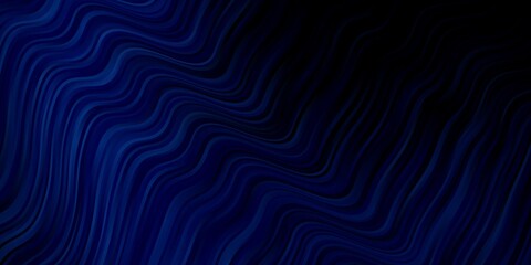 Dark BLUE vector background with bent lines. Colorful geometric sample with gradient curves.  Pattern for websites, landing pages.