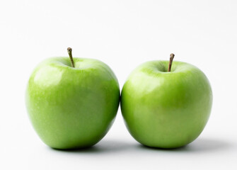 green apple fruit on white background