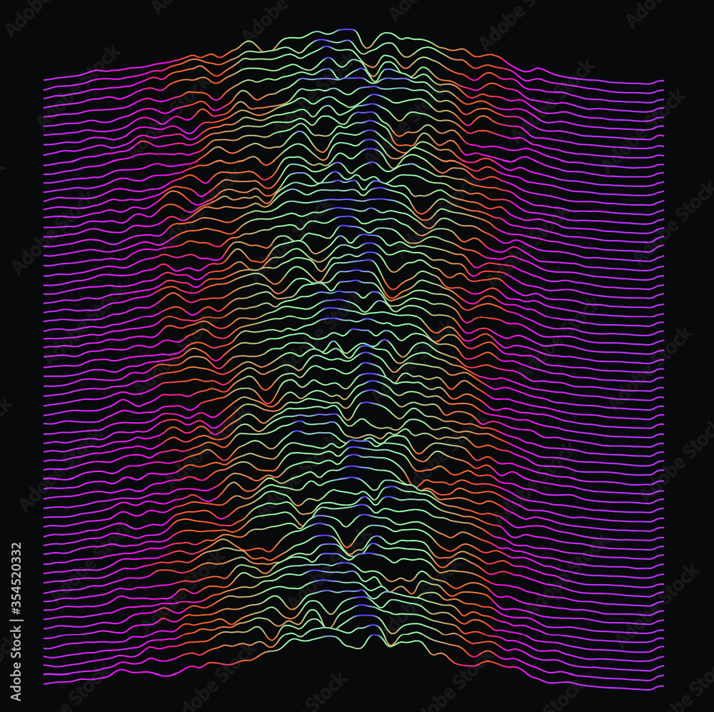 Leinwandbilder Generative art and data visualization of simplex noise. Analog and digital line waveforms, sound waves, equalizer and recording concept.