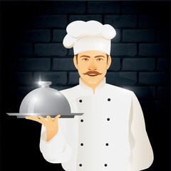 Chef standing with cloche