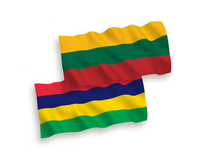 Flags of Lithuania and Mauritius on a white background