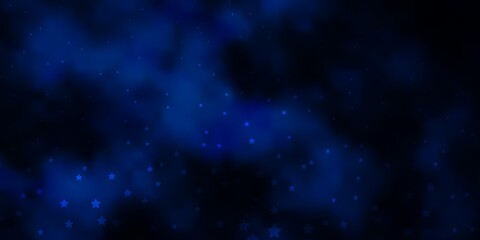 Dark BLUE vector background with small and big stars. Colorful illustration with abstract gradient stars. Best design for your ad, poster, banner.